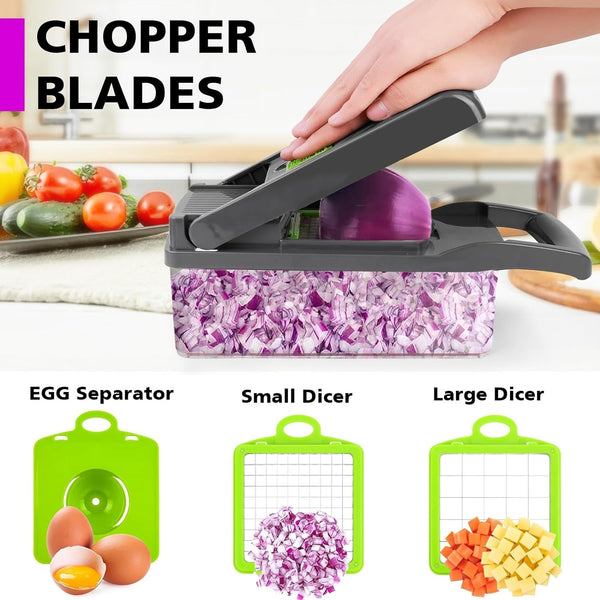 16-in-1 Multifunctional Vegetable Cutter & Slicer – Kitchen Tool with Interchangeable Blades