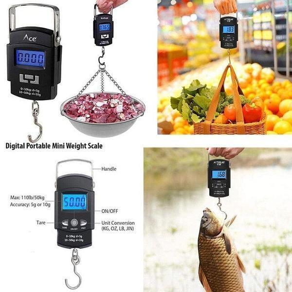 50kg Portable Digital Hanging Scale with Hook – Electronic Luggage, Fishing, Kitchen